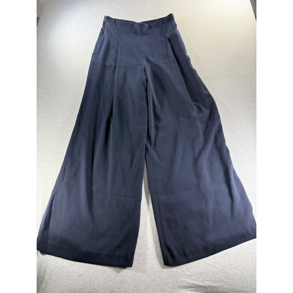 Alexia Admor Navy Blue Wide Leg Pleated Trousers High Rise Side Zip P161